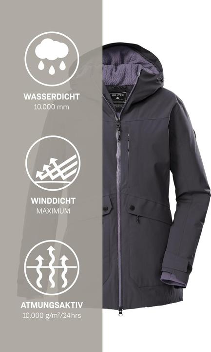 Actual product image Killtec Women's Functional Hooded Parka with Adjustable Cuffs and Reflective Elements (42)