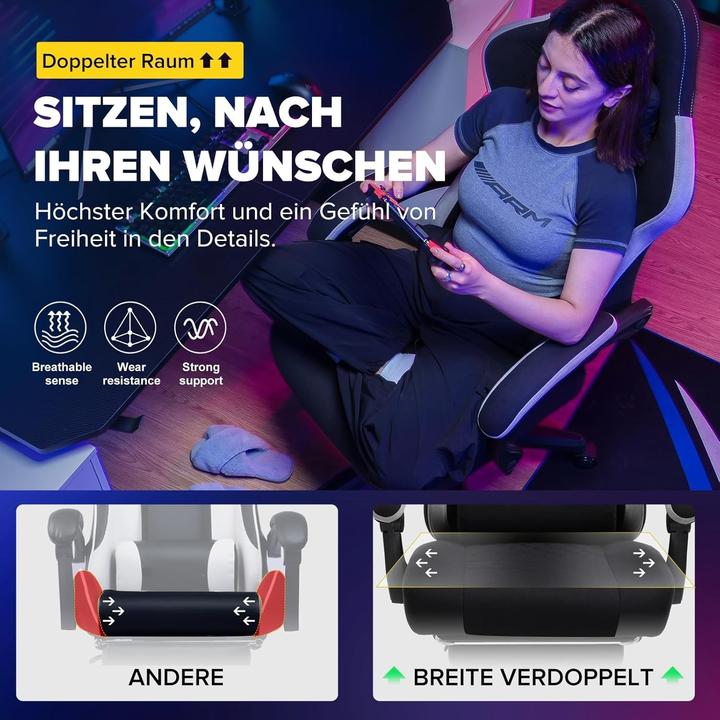 Actual product image Gtplayer Ergonomic Office Chair with Butterfly Embroidery, Breathable Fabric, and Interlacing Armrests