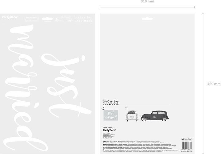 Produktbild Partydeco Auto Sticker Just Married