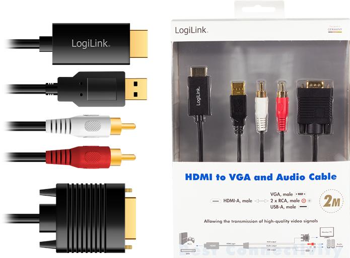 Produktbild LogiLink HDMI (Typ A) — VGA (2 m, VGA, HDMI)