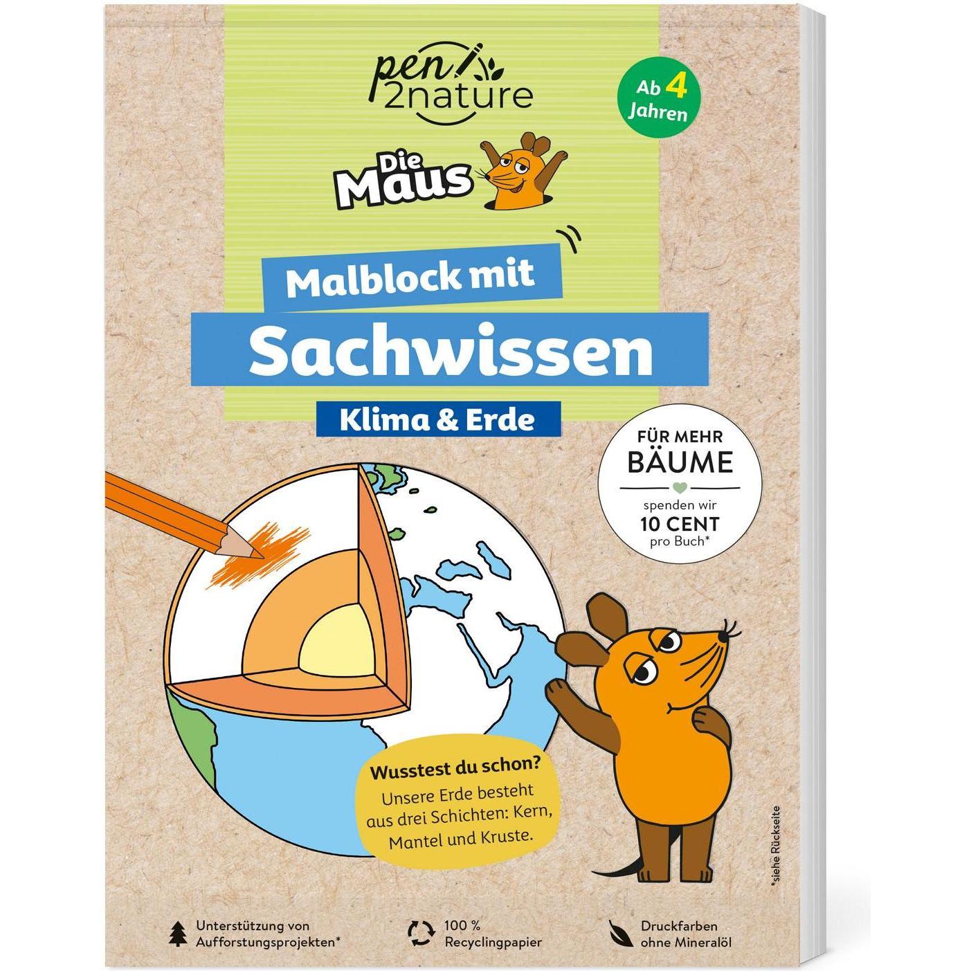 Die Maus - Malblock mit Sachwissen Klima und Erde, Kinderbücher von pen2nature, Fiona Osbaldstone