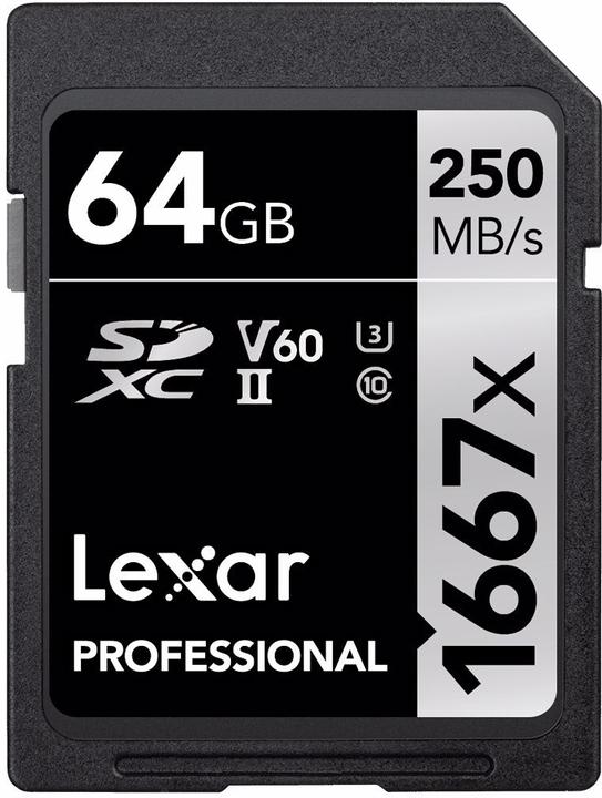 Actual product image Lexar Professional 1667x (64 GB, SDXC, U3, UHS-II)