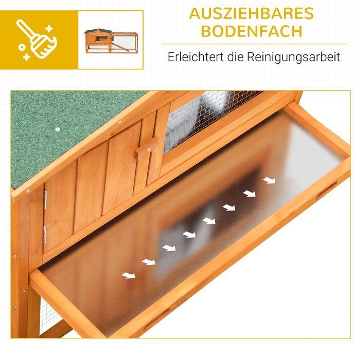 Produktbild Swisshandel24 Kleintierstall Tannenholz Kleintierhaus mit Asphaltdach Kleintierkäfig mit Bodenwanne und Rampe Gehe