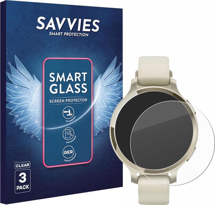 Savvies 3x Smart Glass - 9H Hybrid Glass Screen Protector for Garmin Lily 2 Active