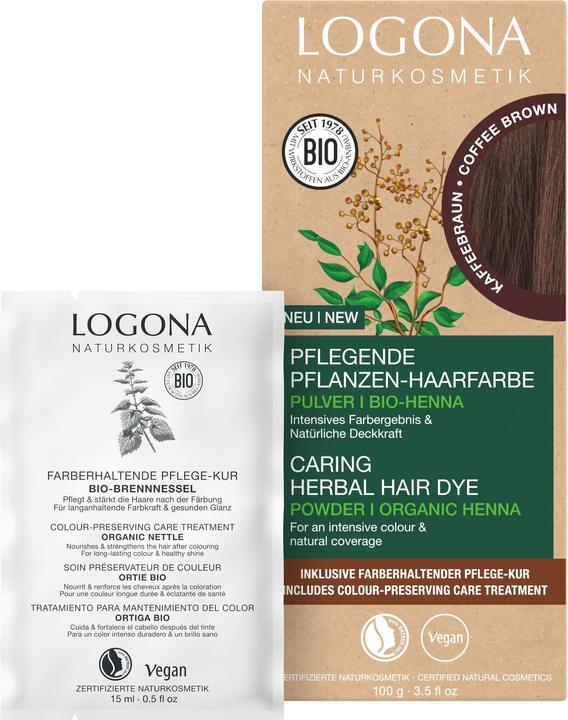 Image du produit Logona Teinture végétale en poudre pour cheveux, brun café (090 Brun foncé)