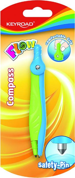 Actual product image Keyroad Flow plastic compasses, blister, colour mixture