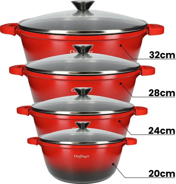 Actual product image Cheffinger 4er-Set: Kochtöpfe mit Marmor-Effekt (32 cm, Roman pot)