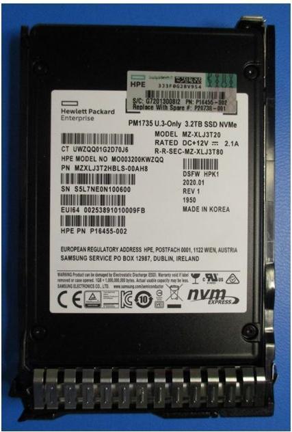 Actual product image HPE DRV SSD 3.2TB NVMe U.3 SFF MU (3200 GB)