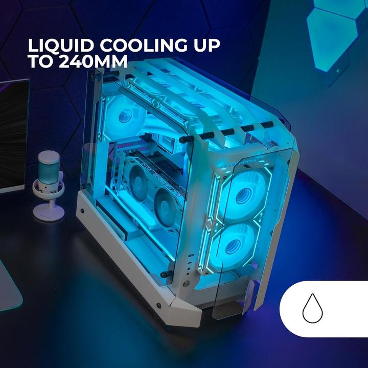 Produktbild Mars Gaming Boitier Moyen Tour Atx Mc-Edge RGB Avec Panneaux Vitrés (Blanc) (ATX, mATX, Mini-ITX)