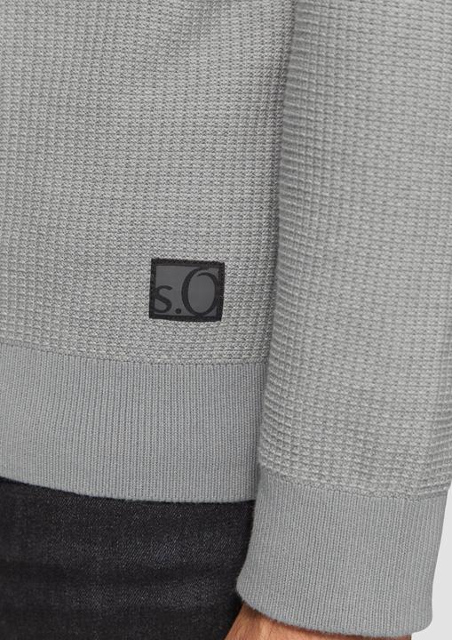 Produktbild s.Oliver Strickpullover Strickpullover mit Troyer-Kragen und Bi-Color-Struktur (XL)