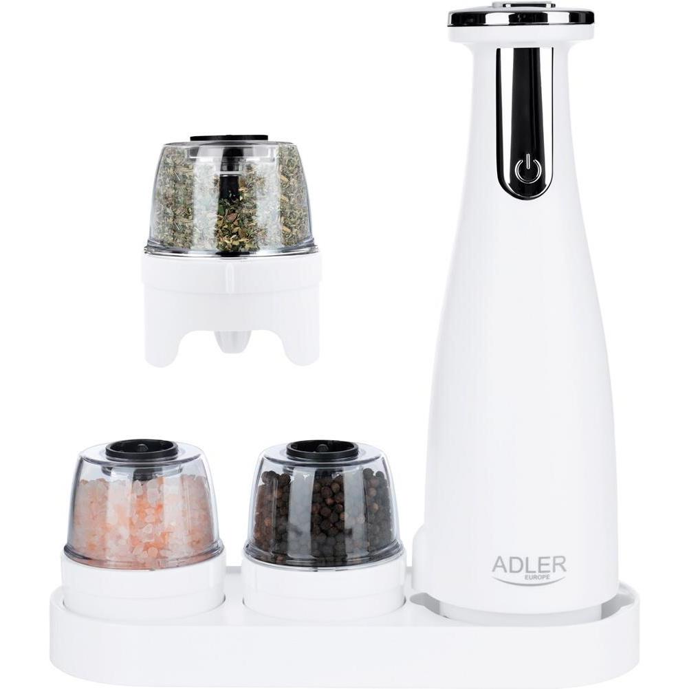 Adler Electric Salt and pepper grinder AD 4449w 7 W, Housing material ABS plastic, Lithium, Matte White, Pfeffermühle + ...