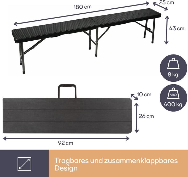 Image du produit Perel Banc pliant RattanOptik