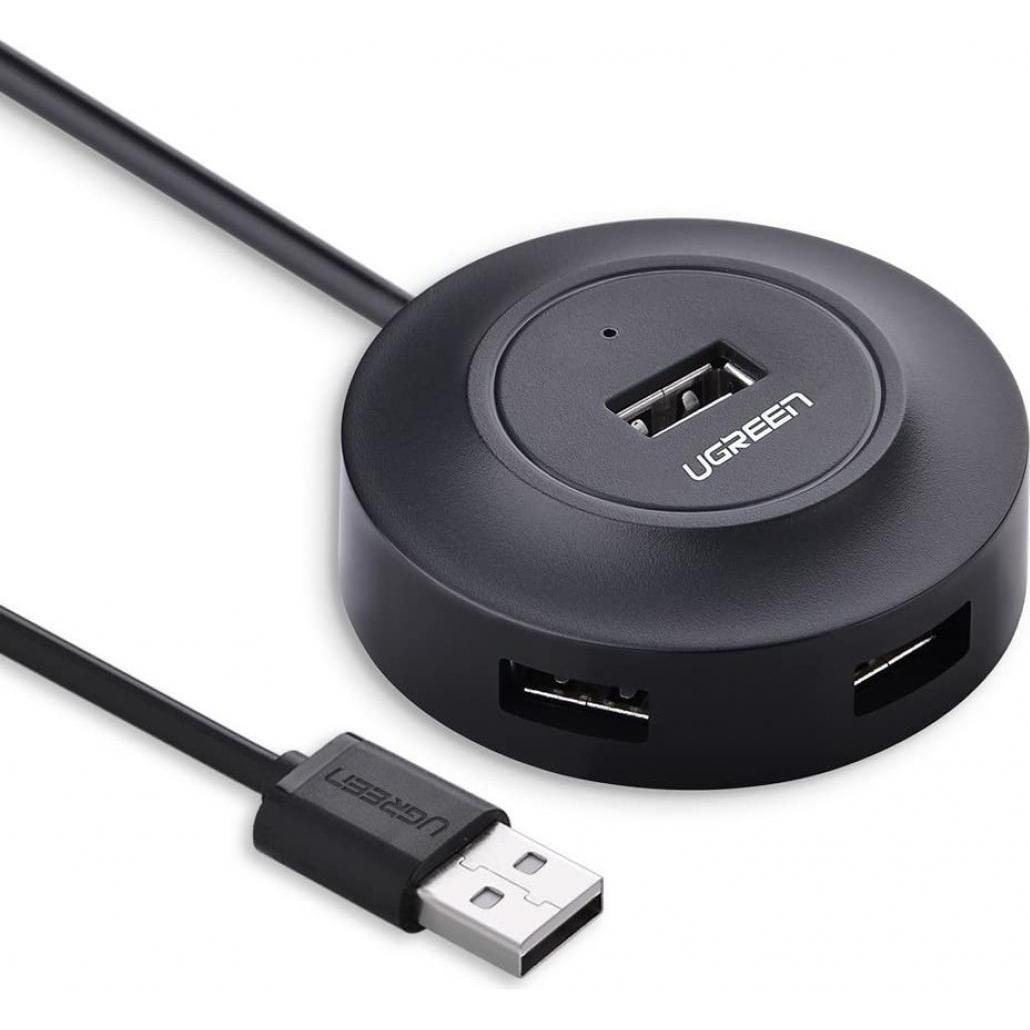 Ugreen 4-Fach USB 2.0 Hub (USB-A, 4 Ports), Dockingstation + USB Hub, Schwarz