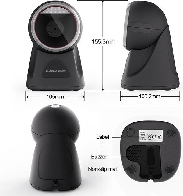 Produktbild Qoltec Desktop-Präzisionsleser 1D-Barcode- und QR-Scanner | 2D (1D-Barcodes)