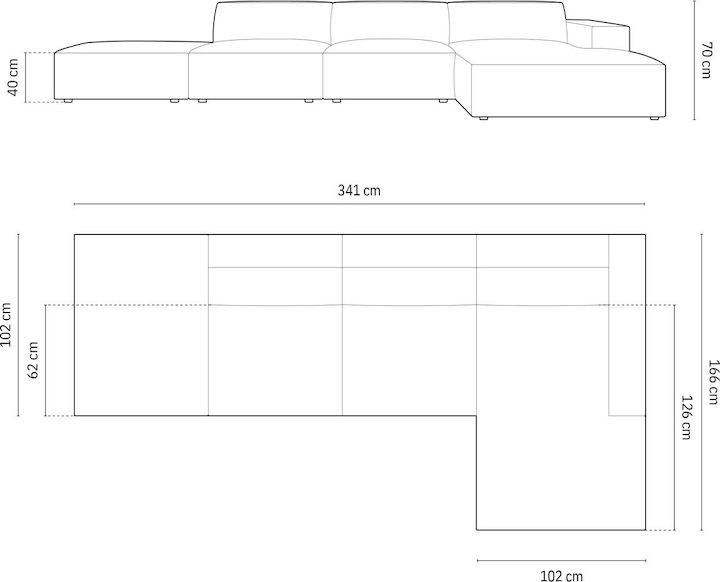 Actual product image Micadoni Boucle Right Corner Sofa, "Jodie", 5 Seats, 341x166x70Made in Europe (Corner sofa)