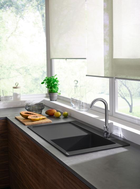 Actual product image hansgrohe HG Fitted sink 450 m off. left S514-F450 Stone grey (Fitted sink, 51 cm, 105 cm)