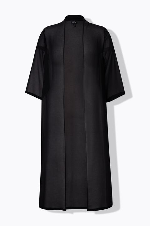 Actual product image Ulla Popken Longline Open Shape 3/4 Sleeve Chiffon Jacket