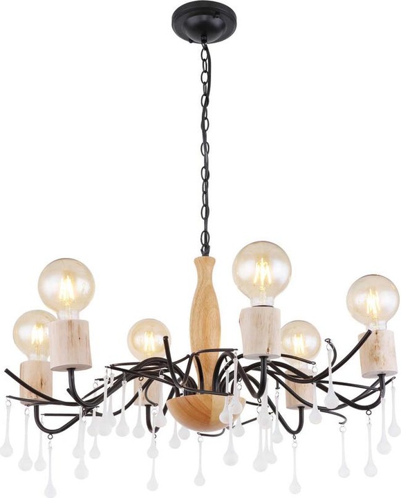 Image du produit Globo Lampe à suspendre bois, métal noir mat, 15443-6H (E27, 0 lm)