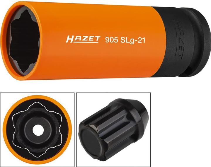 Produktbild HAZET Schlag-, Maschinenschrauber Steckschlüsseleinsatz ∙ Sonderprofil 905SLG-21 ∙ Vierkant12,5 mm … (21 mm)
