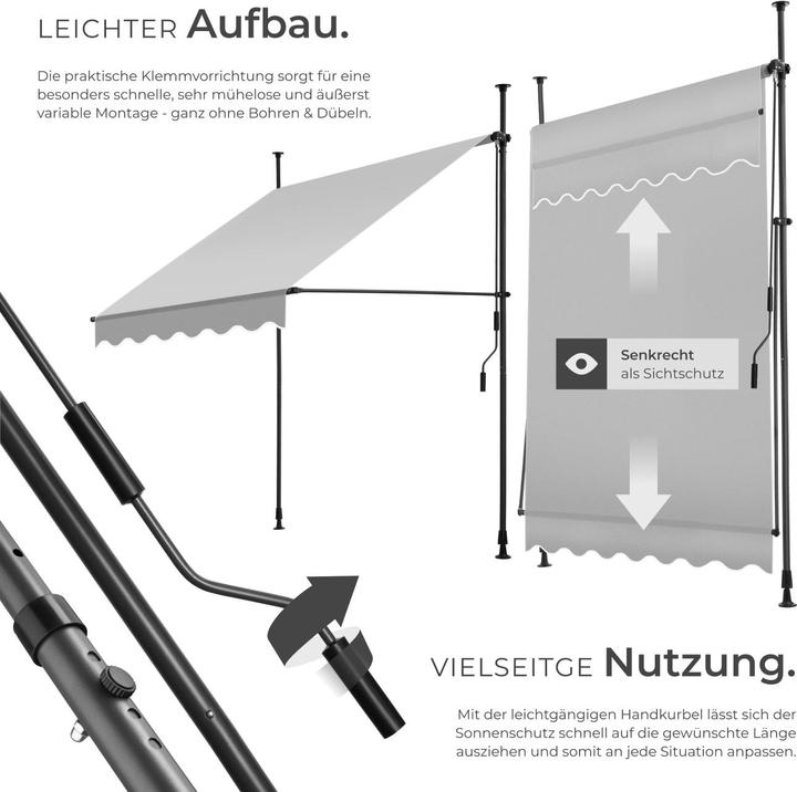 Produktbild tectake Klemmmarkise (1.50 m)