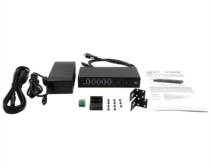 Actual product image Exsys Industrial USB 3.2 Gen 2x1 Hub 7-Port (USB-C, 7 ports)