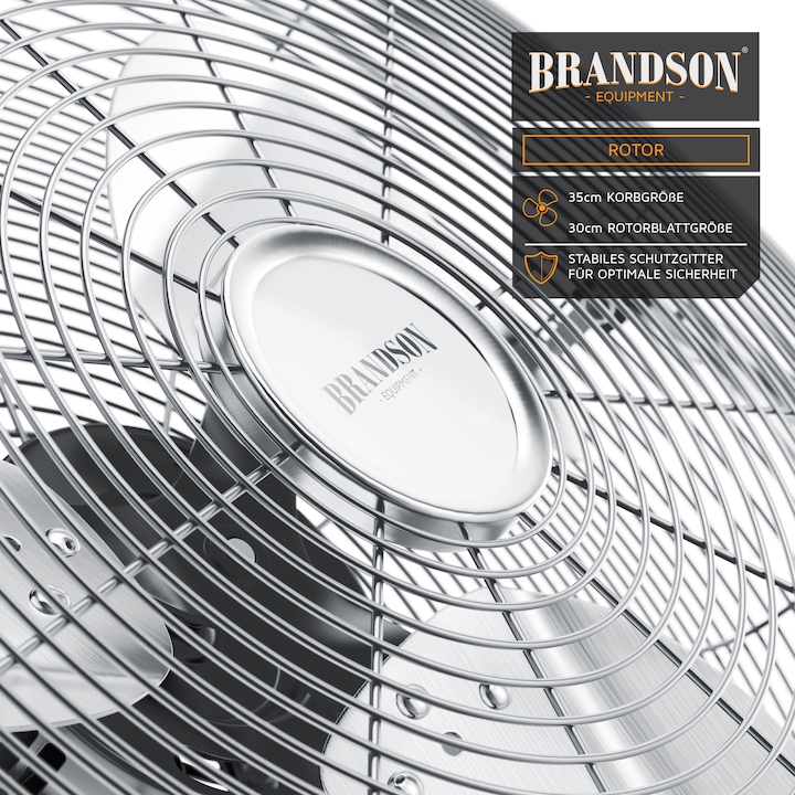 Produktbild Brandson Windmaschine 30cm Ø, Ventilator im Retro Stil, Bodenventilator, hoher Luftdurchsatz, silber (66 dB)