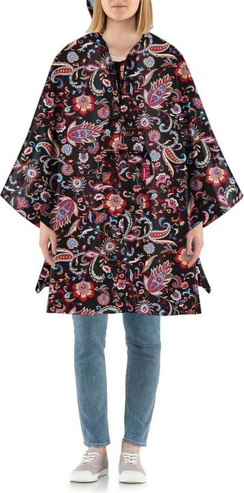 Productafbeelding MGA Mini Maxi Poncho AN7064 Paisley Zwart - Regenhoes van hoge kwaliteit polyester stof -. (Eén maat voor iedereen)