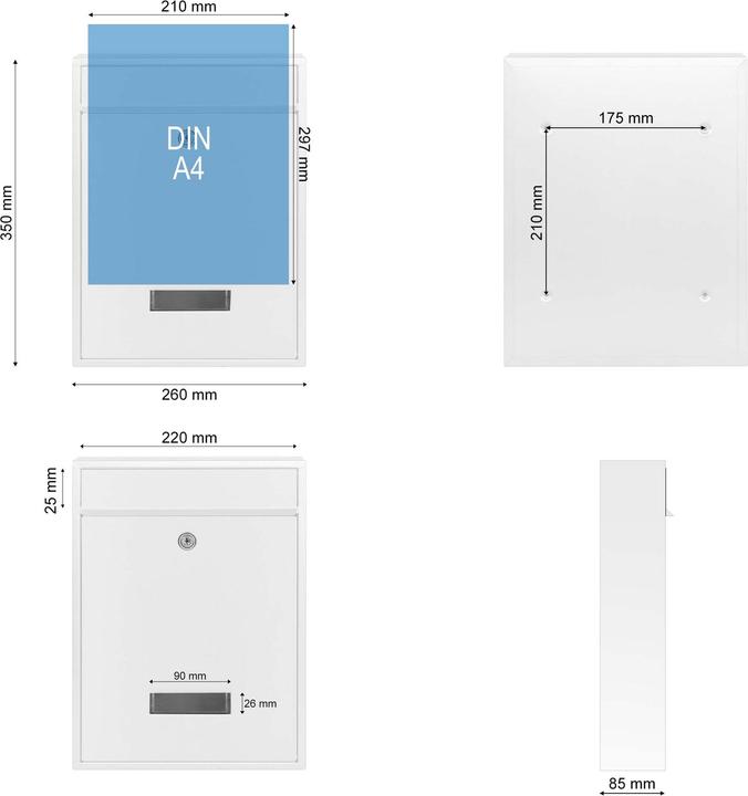 Image du produit Wiltec Boite aux lettres murale Courrier Revêtement par poudre V1