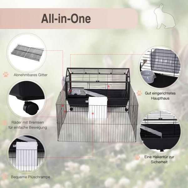 Image du produit PawHut Cage pour cochons d'Inde avec enclos extérieur