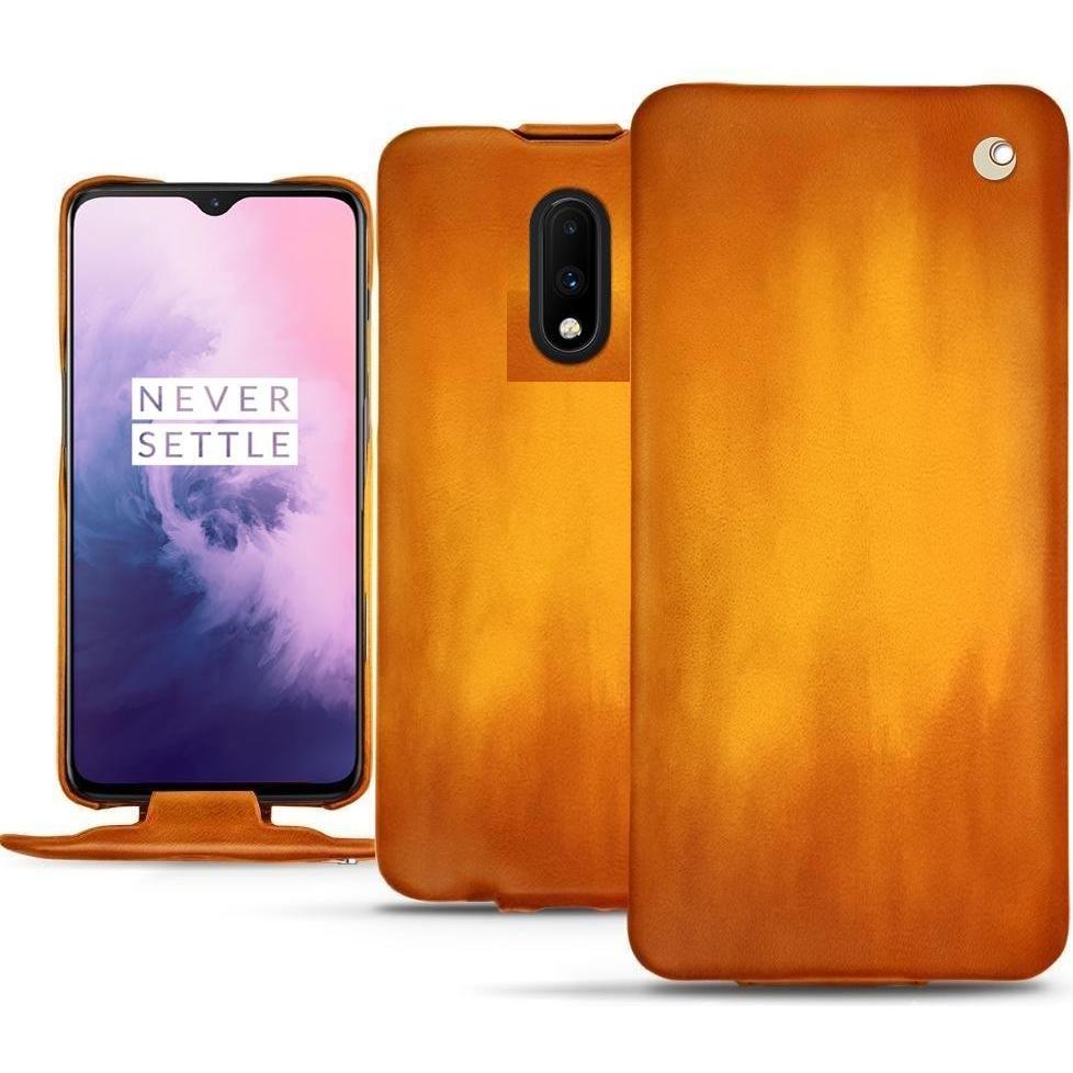 Noreve Lederschutzhülle vertikal (OnePlus 7), Smartphone Hülle, Orange