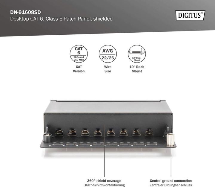 Immagine prodotto Digitus Desktop CAT 6, pannello patch