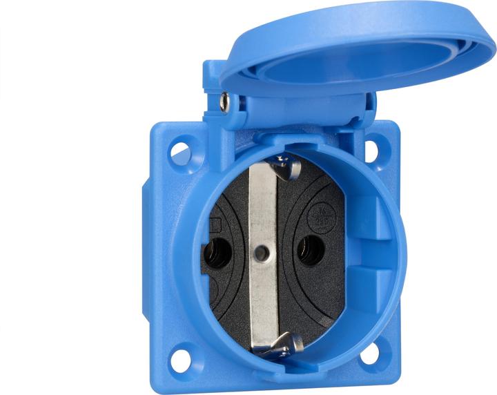 Produktbild ABL SCHUKO Einbausteckdose, blau, IP54, mit Schraubanschluss