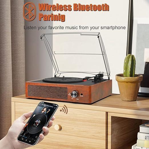 Actual product image Mersoco Vintage Vinyl Plattenspieler mit Bluetooth und Lautsprechern