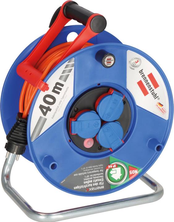 Actual product image Brennenstuhl 1208750 Cable Reel 40 m Orange Earthing Contact Plug (40 m, 1.50 mm²)