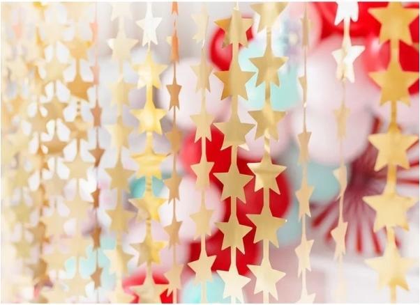 Productafbeelding Partydeco Feestgordijn - Sterren, goud, 100x245cm (1 pkt / 1 st.) (1 Stuk)