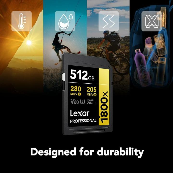 Actual product image Lexar Professional 1800x (512 GB, SDXC, U3, UHS-II)