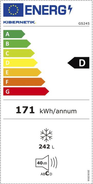 Energie-Label Kibernetik Gefrierschrank D9470245 (Freistehend, 242 l)