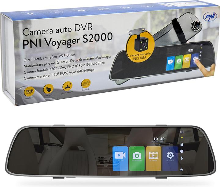 Produktbild PNI DVR Voyager S2000 Full-HD-Autokamera im Rückspiegel integriert 1080P 170 Grad, 5 Zoll, IPS-Touch (1920 x 1080 Pixels)