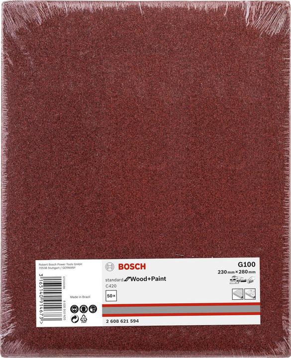 Immagine prodotto Bosch Professional Zubehör Foglio abrasivo C420 SfWP, 230 x 280 mm, G100 (100)