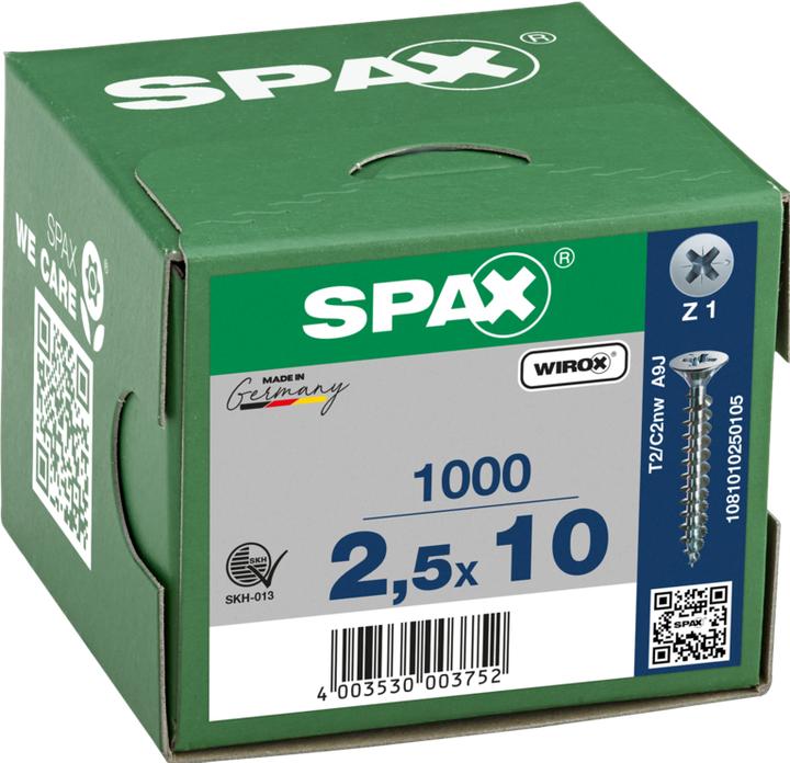 Actual product image Spax Chipboard screws SK PZ1 2,5x10 mm (1000 Screws per piece)
