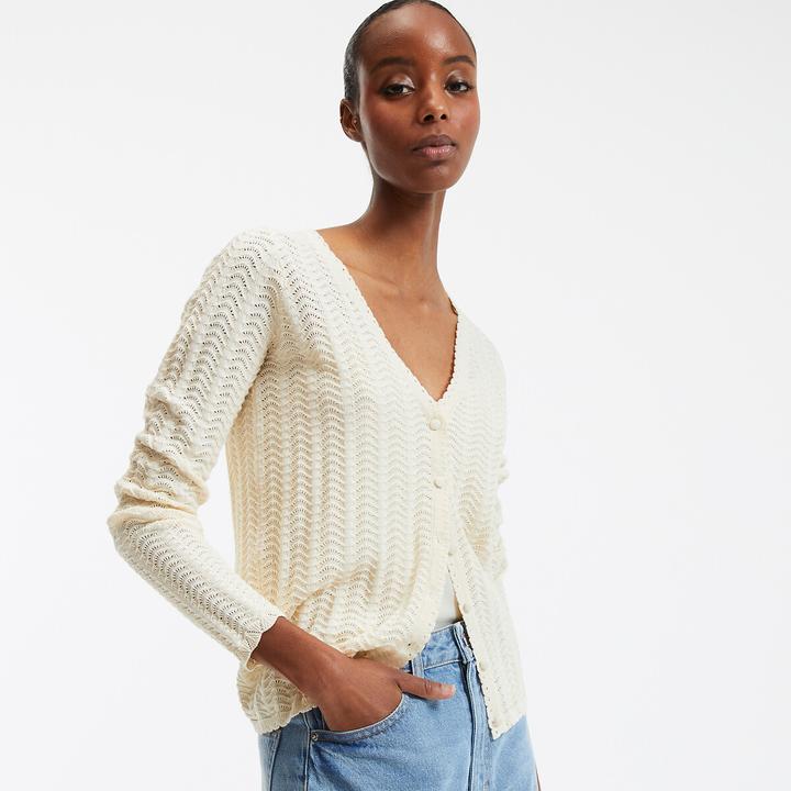 Actual product image La Redoute Collections Feinstrickcardigan mit V-Ausschnitt und Knopfverschluss (L)