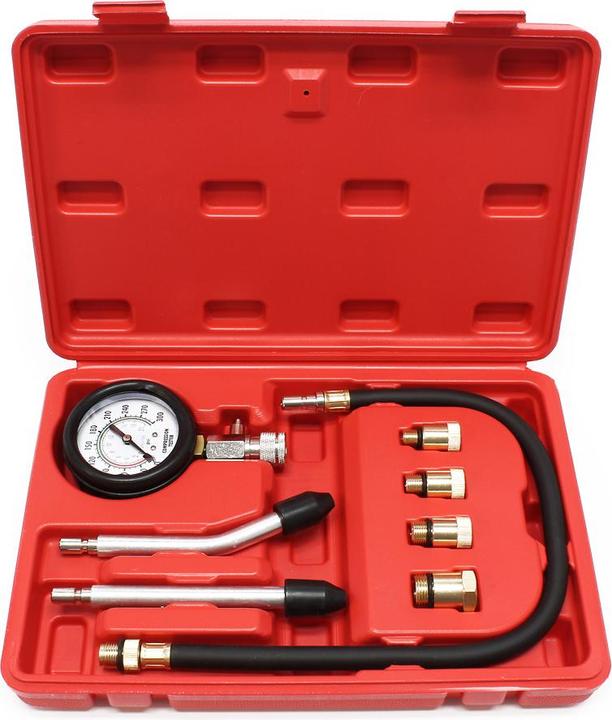 Produktbild Wiltec Kompressionsmessgerät 0-20 bar PKW/ LKW Benzinmotoren Set 9tlg. Messgerät