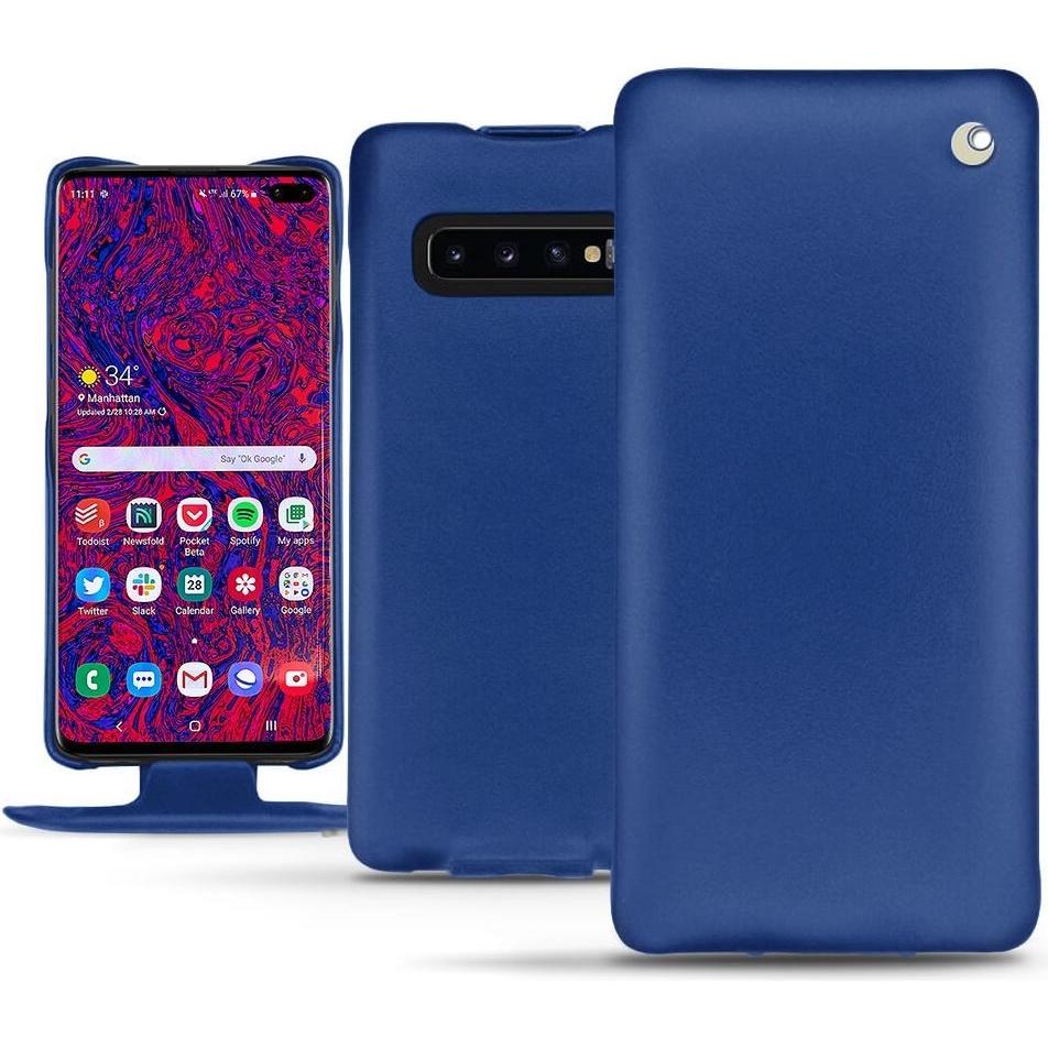 Noreve Lederschutzhülle vertikal (Samsung Galaxy S10 5G), Smartphone Hülle, Blau