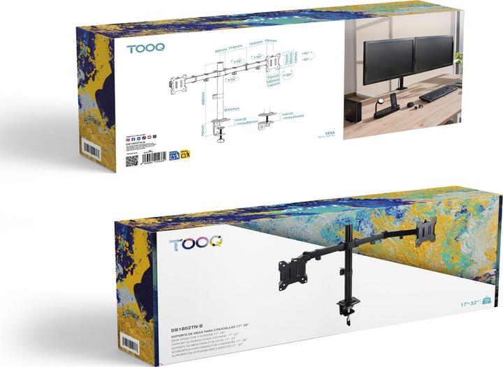 Produktbild Tooq Technology SOPORTE MESA GIRA INCLI 2 BRAZOS 17-27" NEGRO (Tisch, 27.01", 16 kg)