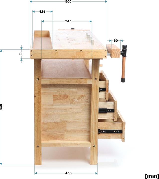 Actual product image Wiltec Workbench (50 cm, 125 cm)