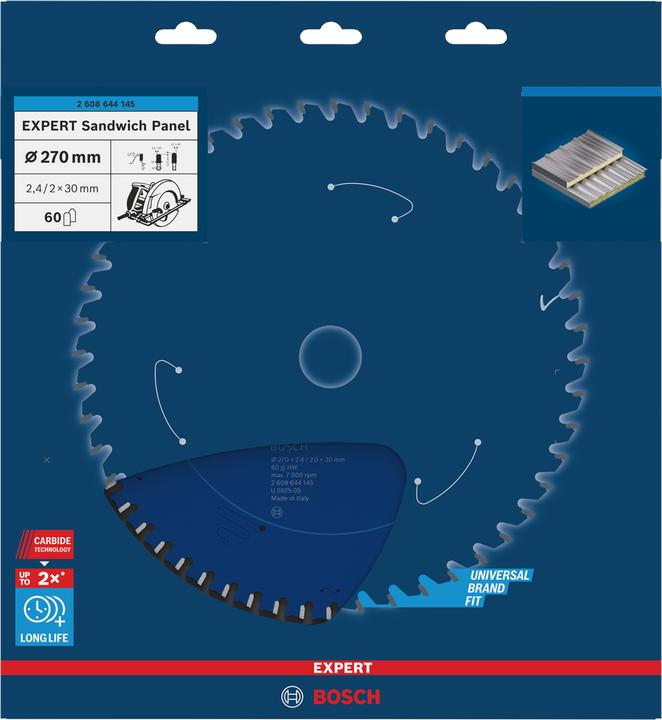 Immagine prodotto Bosch Professional Zubehör Lama circolare Expert per pannelli sandwich, 270 x 30 x 2,4 mm, 60