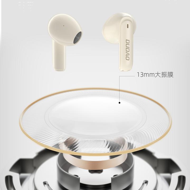 Actual product image Dudao U18Pro Bluetooth 5.3 TWS wireless headphones - beige (5 h, Wireless)