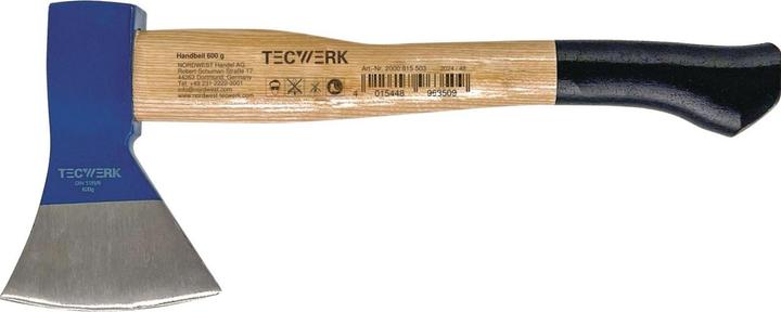Produktbild Tecwerk Handbeil Rheinische Form 600 g Stiellänge 360 mm Eschenkuhfuss stahlgeschmiedet