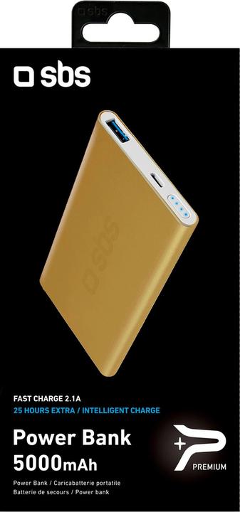 Image du produit SBS Charge rapide 5000mAh Power bank - Collection Or (5000 mAh, 18.50 Wh)