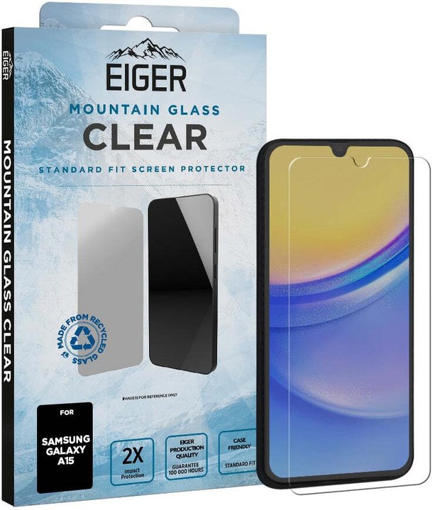 Actual product image Eiger Mountain Glass (1 Piece, Samsung Galaxy A15, Samsung Galaxy A15 5G)